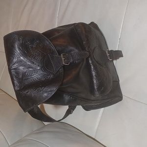 Black leather large backpack